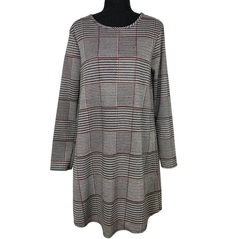 2/$25 - OLIVIA RAE Plaid Houndstooth Long Sleeve Dress